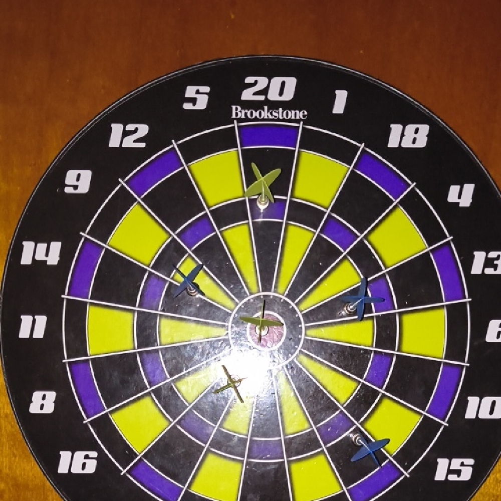 Brookstone Black and Yellow Dartboard Set